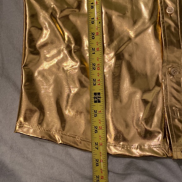 NWOT Mens Liquid Gold Metallic Button Down Short Sleeve Shirt by Gary Majdell - Picture 4 of 7